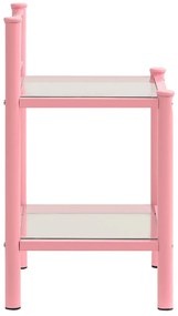 Mesas de cabeceira 2 pcs metal rosa e vidro transparente