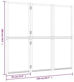 Divisória/biombo com 3 painéis 210x180 cm branco nata