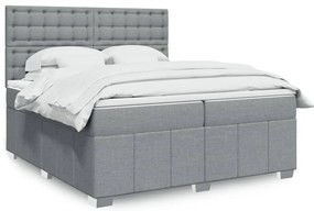 Cama com molas/colchão 200x200 cm tecido cinza-claro