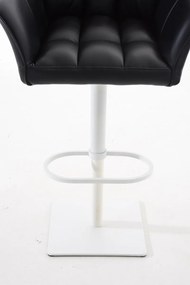 Banco de bar Damaso em couro sintético e com estrutura branca 64 x 88-113 x 45 cm Preto