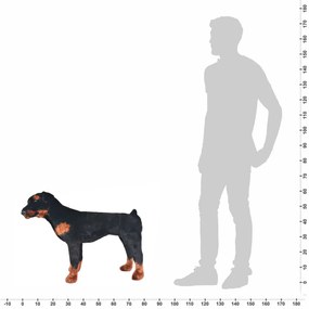 Brinquedo de montar cão rottweiler peluche preto e castanho XXL