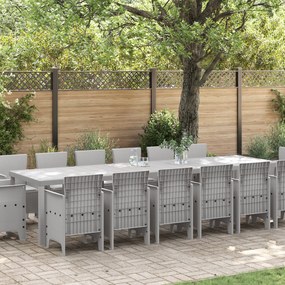 Conjunto de Jantar de 15 Peças vidaXL para Jardim com Almofadas Cinzen