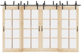 Kit de ferragens para porta deslizante 366 cm aço preto