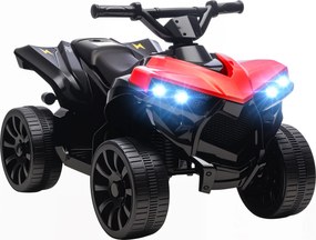 AIYAPLAY Quadriciclo Elétrico para Crianças 6 V Quadriciclo para Crianças com Velocidade até 3 km/h Faróis e Música 70x42x45 cm Vermelho | Aosom Portugal