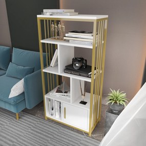 Estante Valero – Branco e Dourado – 60 cm x 120 cm x 29,6 cm