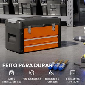 Mala de Ferramentas Resistente com 2 Gavetas e Asa de Transporte, Laranja
