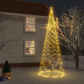 Árvore de Natal c/ poste metal 1400 luzes LED 5 m branco quente