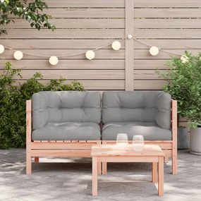 Sofás canto p/ jardim c/ almofadões 2pcs madeira douglas maciça