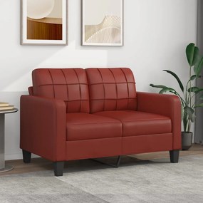 vidaXL Sofá de 2 lugares 120 cm couro artificial vermelho tinto