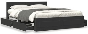 Estrutura cama c/ cabeceira sem colchão 160x200 cm preto
