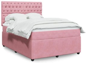 Cama com molas/colchão 160x200 cm veludo rosa