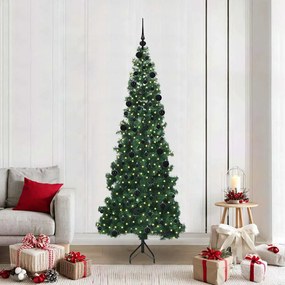 vidaXL Árvore de Natal artificial de canto Verde 210 cm PVC e Metal
