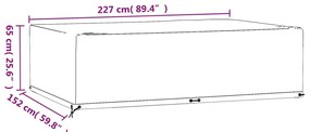 Capas p/ mobília jardim 2 pcs 12 ilhós 227x152x65 cm retangular