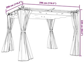 Gazebo com cortinas 3x3 m aço creme