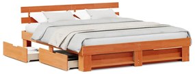 Estrutura da Cama Castanho-mel 180 x 200 cm Madeira Sólida