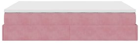 Estrutura de cama otomana com colchão 140x200 cm veludo rosa
