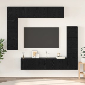 vidaXL Conjunto de Cabides para TV com prateleira Outros 8 pcs Carvalho Preto