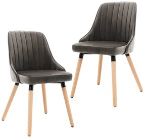 vidaXL Cadeiras de jantar 2 pcs veludo cinzento-escuro