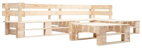 vidaXL Sofás de paletes para jardim 4 pcs madeira natural
