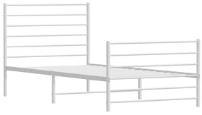 Estrutura de cama com cabeceira e pés 75x190 cm metal branco