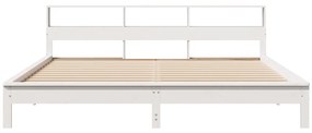 Cama sem colchão 200x200 cm madeira de pinho maciça branco