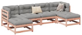 vidaXL 6 pcs conj. sofás jardim c/ almofadões madeira abeto-de-douglas