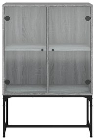 Armário de apoio c/ portas de vidro 69x37x100 cm cinza sonoma