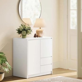Armário de arrumação com 3 compartimentos e 2 gavetas 40 x 70 x 74,5 cm branco