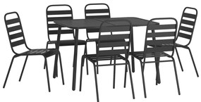 7 pcs conjunto de jantar para jardim aço antracite