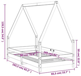 Estrutura de cama infantil 80x160 cm pinho maciço branco