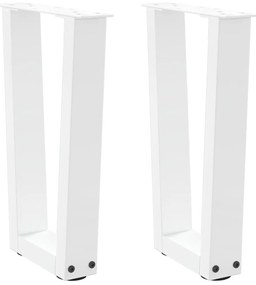 vidaXL Pés para mesa de centro em V 2 peças Branco 28x(42-43,3) cm Aço