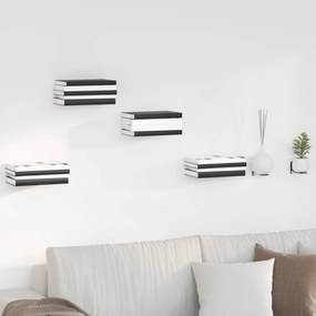 vidaXL Prateleira Flutuante Invisível 4 pcs Preto 6 x 11 x 6.5 cm