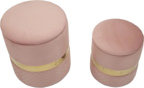 PUFE COM ARMAZENAMENTO SHEFFILD 2 PEÇAS Ø 37X42-28X35 CM ROSA E DOURADO