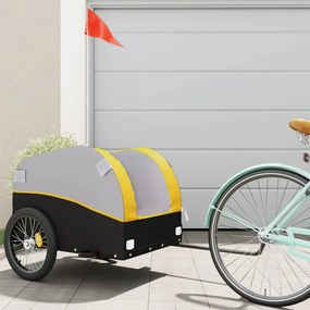 Reboque para bicicleta 45 kg ferro preto e amarelo
