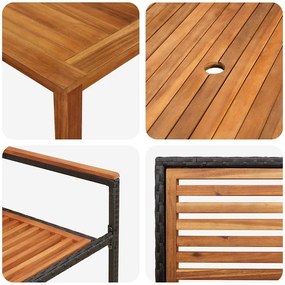 Conjunto de Jantar de Jardim 7 pcs Preto 150 x 90 x 74 cm