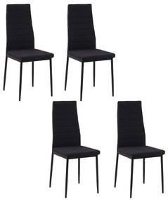 HOMCOM Conjunto de 4 cadeiras de jantar de linho estofadas com pernas de metal Cadeiras de jantar 41x50x97 cm Preto