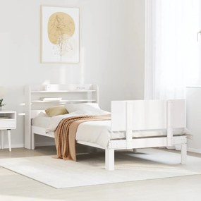 Estrutura de cama c/ cabeceira sem colchão 90x200 cm branco