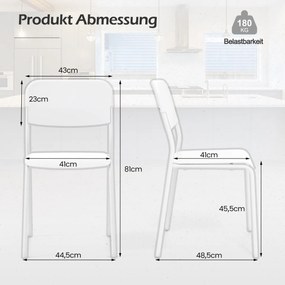 Conjunto de 2 cadeiras sem braços com encosto vazado em vime, assento acolchoado, pernas de metal cônicas para sala de estar de restaurante, cinza
