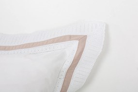 Sacos para edredão  - Roma algodão percal 200 fios: Branco / Taupe 2 Fronhas Oxford 60x60 cm ( Renda 4 lados )