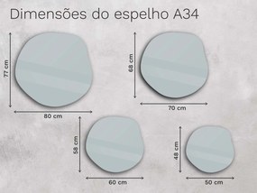 Espelho LED orgânico com iluminação A34 50×48