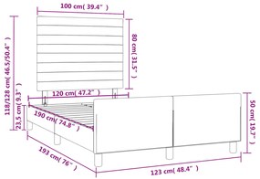Estrutura de cama com colchão azul escuro 120x190 cm Veludo