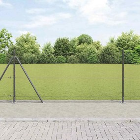 vidaXL Cerca de Fio Soldado com 7 Postes Flangados Cinza 0.8x10 m Aço