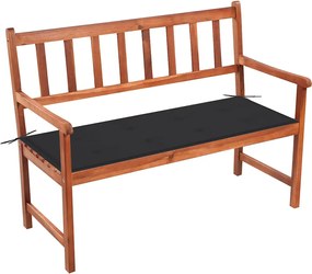 vidaXL Banco de jardim c/ almofadão 120 cm madeira de acácia maciça