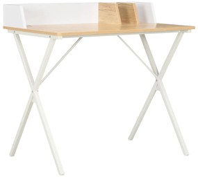Secretária 80x50x84 cm branco e natural