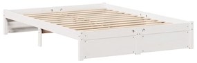 Cama com estante sem colchão 140x190 cm pinho maciço branco