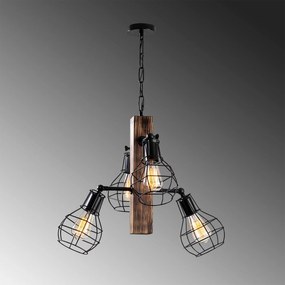 Candeeiro Chandelier Erebos – Preto em Madeira – 42 x 42 cm