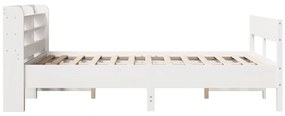 Cama sem colchão 150x200 cm madeira de pinho maciça branco