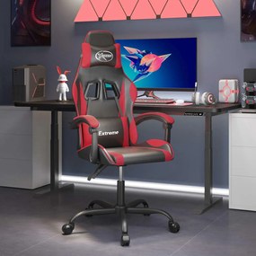 vidaXL Cadeira de gaming couro artificial preto e vermelho