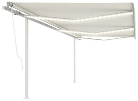 vidaXL Toldo automático c/ LED e sensor de vento 6x3,5 m cor creme