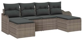 Conjunto de Sofá de Jardim vidaXL 6 Peças com Almofadas Cinza Vime Pol